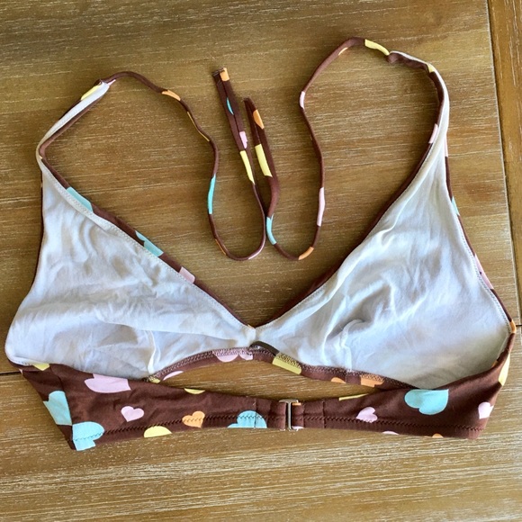 *SOLD* VS BROWN WITH CLORED HEARTS BIKINI TOP - Picture 5 of 5